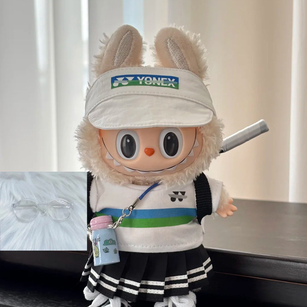 拉布布羽毛球服套装衣服男女帽子水壶一二三代labubu娃衣运动服