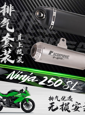 摩托车排气管 NINJA250SL 专用排气中段 碳纤尾段直上 无损安装