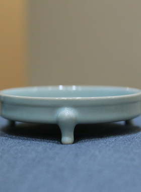 大国工匠朱文立汝瓷作品三足洗摆件天青釉三足洗二级