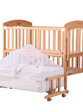 小硕士SK-932AB榉木万向轮防啃条宝宝床游戏床加长婴儿木床y