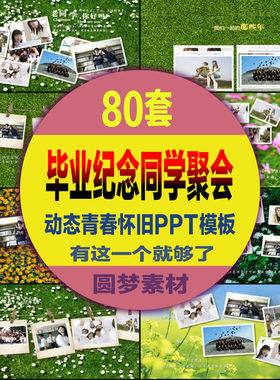 毕业纪念册同学聚会致青春PPT模板中大学生怀旧回忆录电子相册