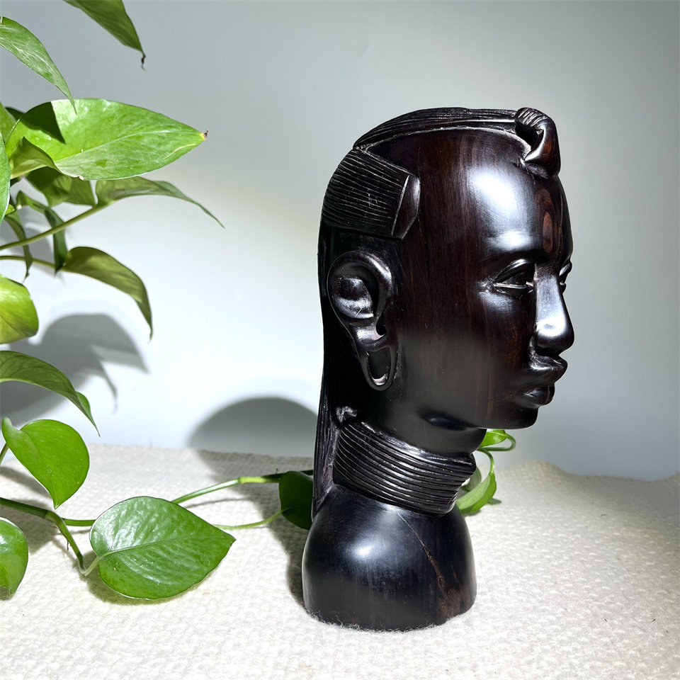 非洲木雕艺术品黑木雕人物 乌木酋长 家居民宿创意摆件