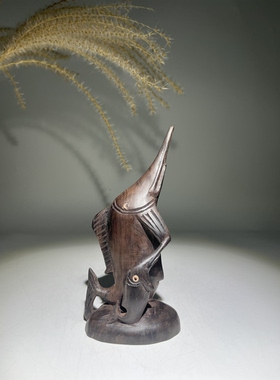 木雕鱼母子情非洲木雕乌木雕手工南非进口