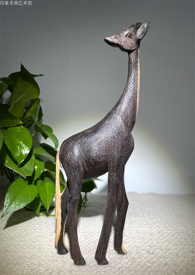 非洲木雕长颈鹿 坦桑尼亚黑木雕刻 家居会所民宿样板间红木摆件