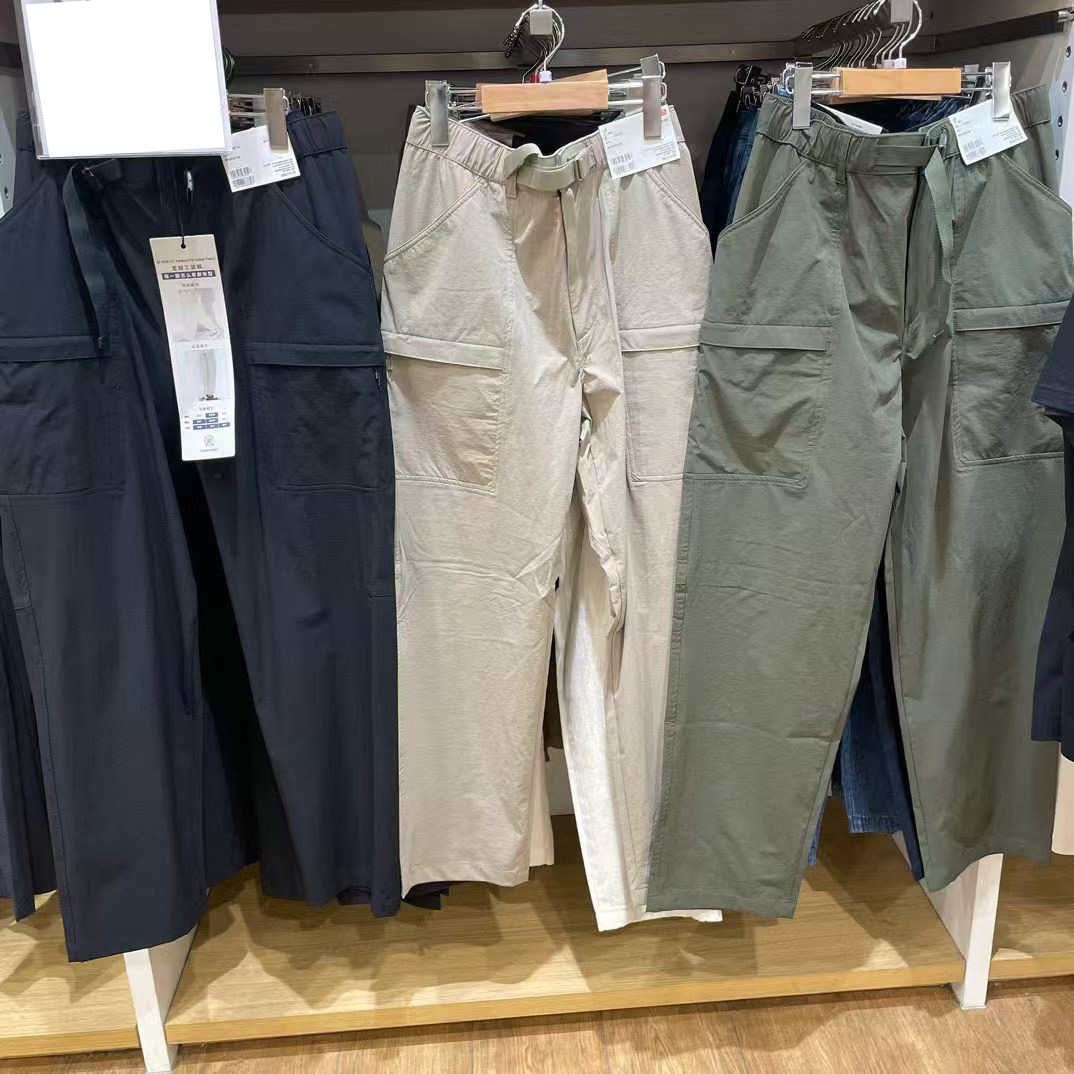 男女可穿！防泼水面料！外贸男装春夏户外机能宽松工装腰带休闲裤