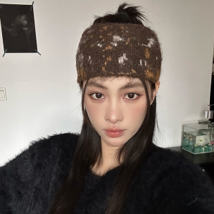 复古风美拉德系发带秋冬防寒保暖护额头发饰羊毛混纺混色柔软头饰