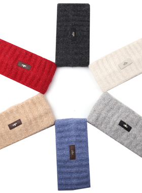 简约字母加厚针织发带女秋冬天宽边毛线发箍护额保暖头套运动头带