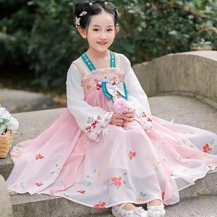 佐木森林新款春秋女童汉服超仙中国风民族风舞蹈可爱古风古装连衣