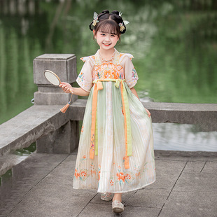 汉服女童夏款短袖2023新款古风超仙中国风儿童古装襦裙连衣裙