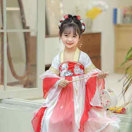 2023春季新款女童中国风齐胸刺绣汉服襦裙春秋宝宝民族风仙气唐装