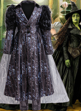 女童魔法坏女巫2艾芙芭同款衣服黑色连衣裙带披风万圣节节日派对