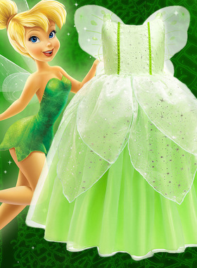 小精灵连衣裙儿童演出礼服tinker bell女童公主裙奇妙仙子小叮当