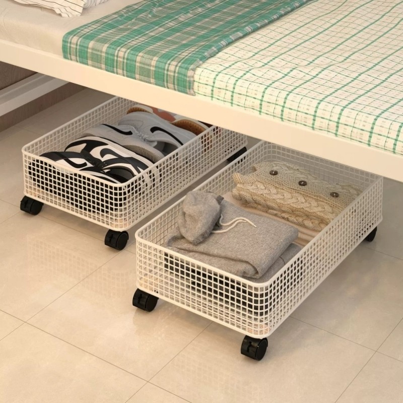 宿舍��底收纳箱扁平带滑轮抽屉式衣服书本整理��下收纳神器收纳箱