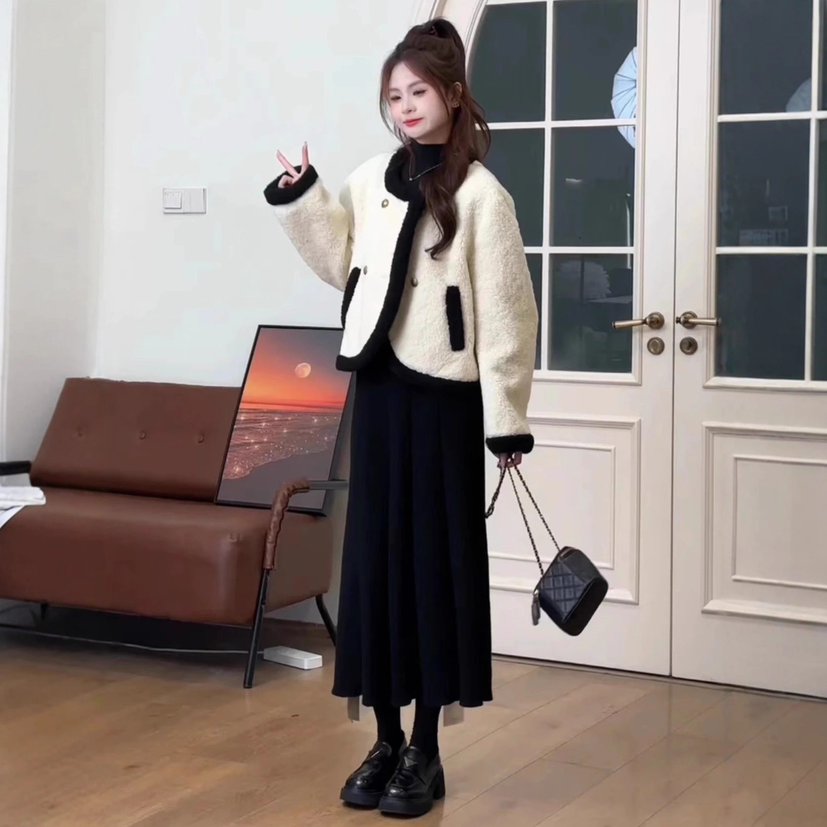 一整套初冬穿搭2025新款羊羔毛短外套半身裙两件套小香风时尚套装,女装/女士精品,休闲运动套装,淘宝优惠券,粉丝福利购,淘宝优惠卷