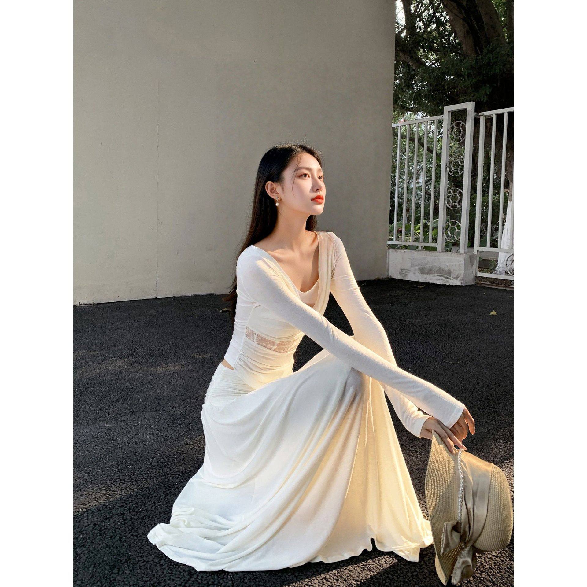 设计感一字肩镂空蕾丝褶皱打底衫半身裙套装2026春秋新款气质女装,女装/女士精品,休闲运动套装,淘宝优惠券,粉丝福利购,淘宝优惠卷