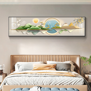 卧室装饰画现代简约床头挂画2024年新款主卧房间艺术画温馨大气