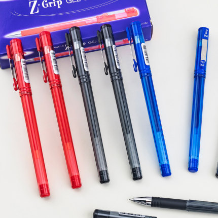 斑马牌JJ1拔帽中性笔学生考试用0.5子弹头碳素笔办公签字黑红蓝笔