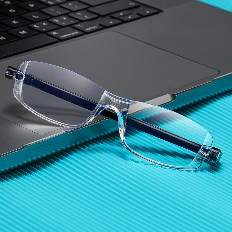 新款折叠便携式老花眼镜个性 360度旋转防蓝光老视镜多功能老花镜