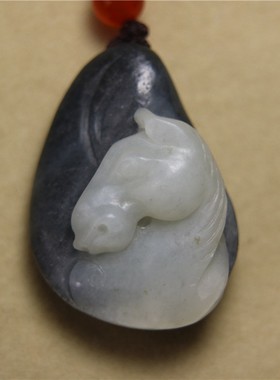 生肖马玉吊坠挂件和田玉大师手工