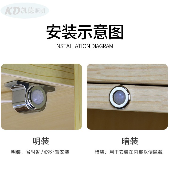 橱衣柜灯带感应开关DC5-12-24V人体红外手扫门控碰遮挡触摸感应器