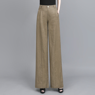 亚麻阔腿裤高腰夏季薄款百搭棉麻直筒裤2026新款夏天宽松女款裤子