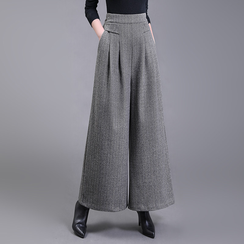 羊毛呢阔腿裤女2025秋冬新款高腰垂感胖mm高级厚款羊绒裤拖地长裤,女装/女士精品,休闲裤,淘宝优惠券,粉丝福利购,淘宝优惠卷