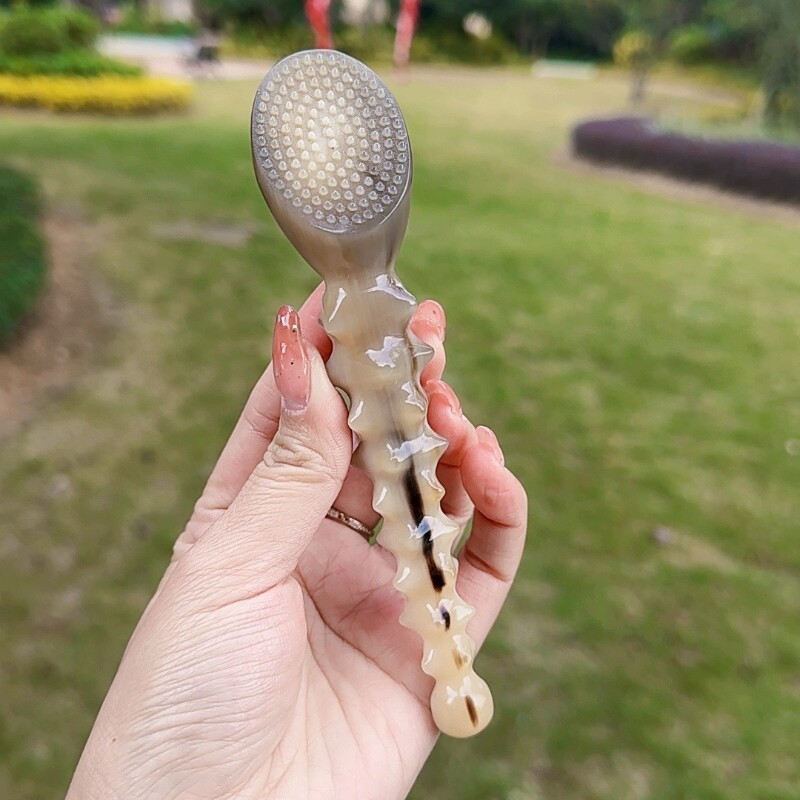 天然牛角海参按摩棒大黑头刷粉刺刷面部清洁刷拨筋点穴手部按摩