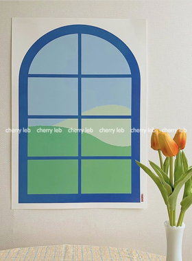 韩国ins假窗户自粘贴纸海报墙贴挂画店铺民宿卧室背景墙面装饰画