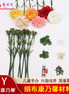母亲节康乃馨材料包DIY手工花套件手工绢布花劳技课动手亲子活动