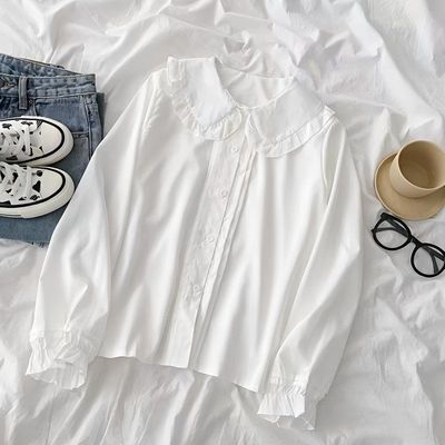 2025秋季甜美日系JK娃娃领长袖衬衫洛丽塔内搭灯笼袖学生宽松打底