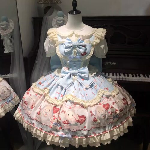 【甜心梦境】原创lolita派对可爱兔子蛋糕裙萝莉塔洛丽塔衬衫