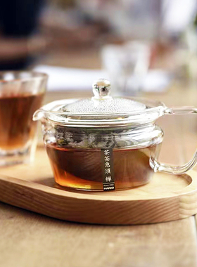 HARIO日本进口茶壶耐热玻璃茶壶不锈钢滤网泡花茶chz-30t家用透明