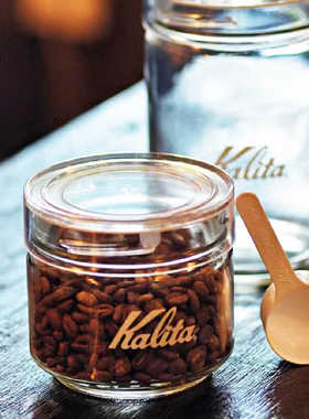 KALITA日本咖啡豆保存罐日式带勺密封罐玻璃食品级罐储存罐44270