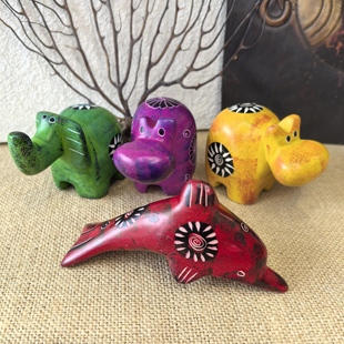 非洲肯尼亚进口特色礼物动物纪念品肥皂石雕3英寸手工艺品摆件