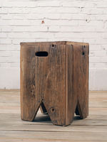 Simple solid wood furniture from the ancient era, square stools, old elm wood dining chairs and stools, creative old door panels, fashionable design, and small stools thumbnail 4