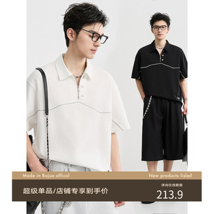 复古运动竞技风 25夏季 伯爵先生男装 半拉链上衣 翻领polo衫 短袖