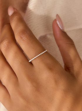 欧美不锈钢电镀18K金珍珠戒指不掉色叠戴时尚百搭高级感指环