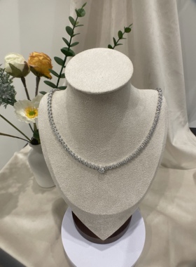 法国设计师款礼服项链电镀18k锆石宴会配饰品新娘婚纱造型搭配