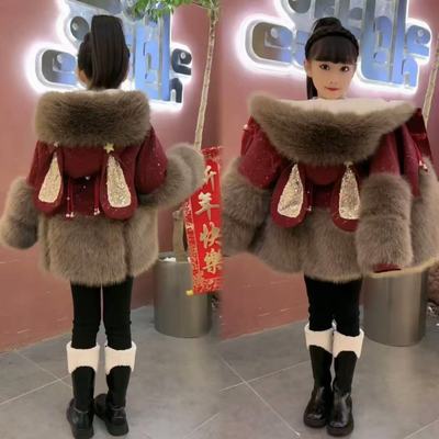 女童冬款加厚外套2025新款毛毛衣