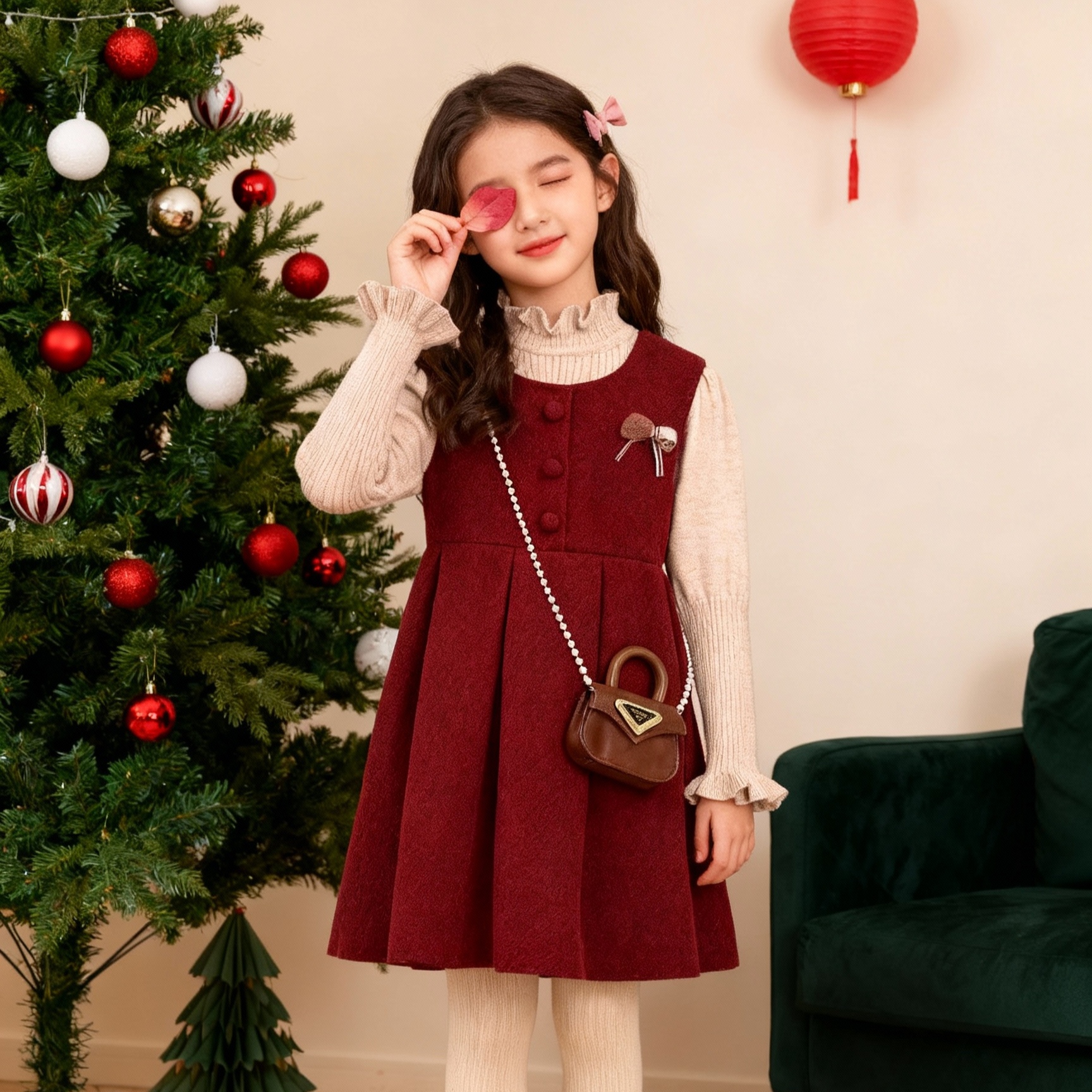 女童冬季加厚拜年服套装2025新款