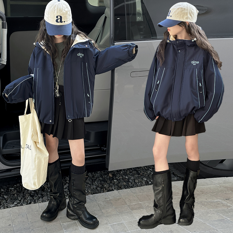 女童冬装外套2025新款冬款冲锋衣