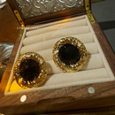 港风复古黑色夸张大圆形耳钉女欧美法式 耳环高级感 优雅御姐酷个性