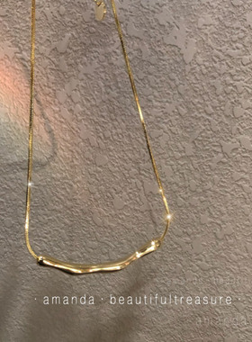 金色细链条短款优雅女锁骨链