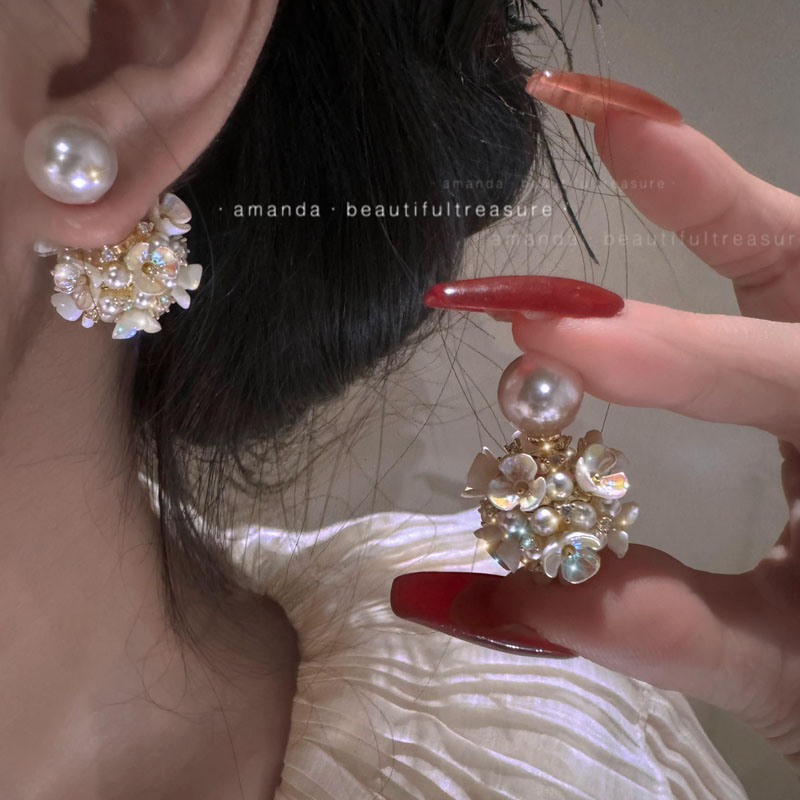 珍珠花球优雅气质女两戴款耳钉