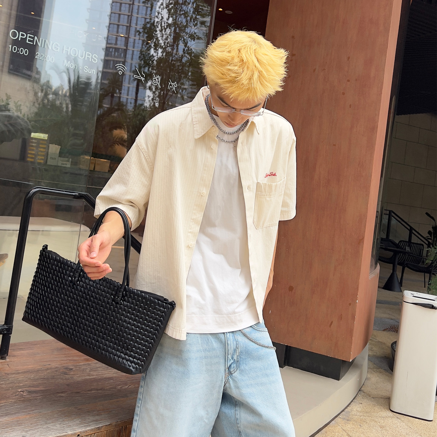 YUEN韩国复古编织手提腋下hobo菜篮子慵懒男女生ins沙滩包松弛感
