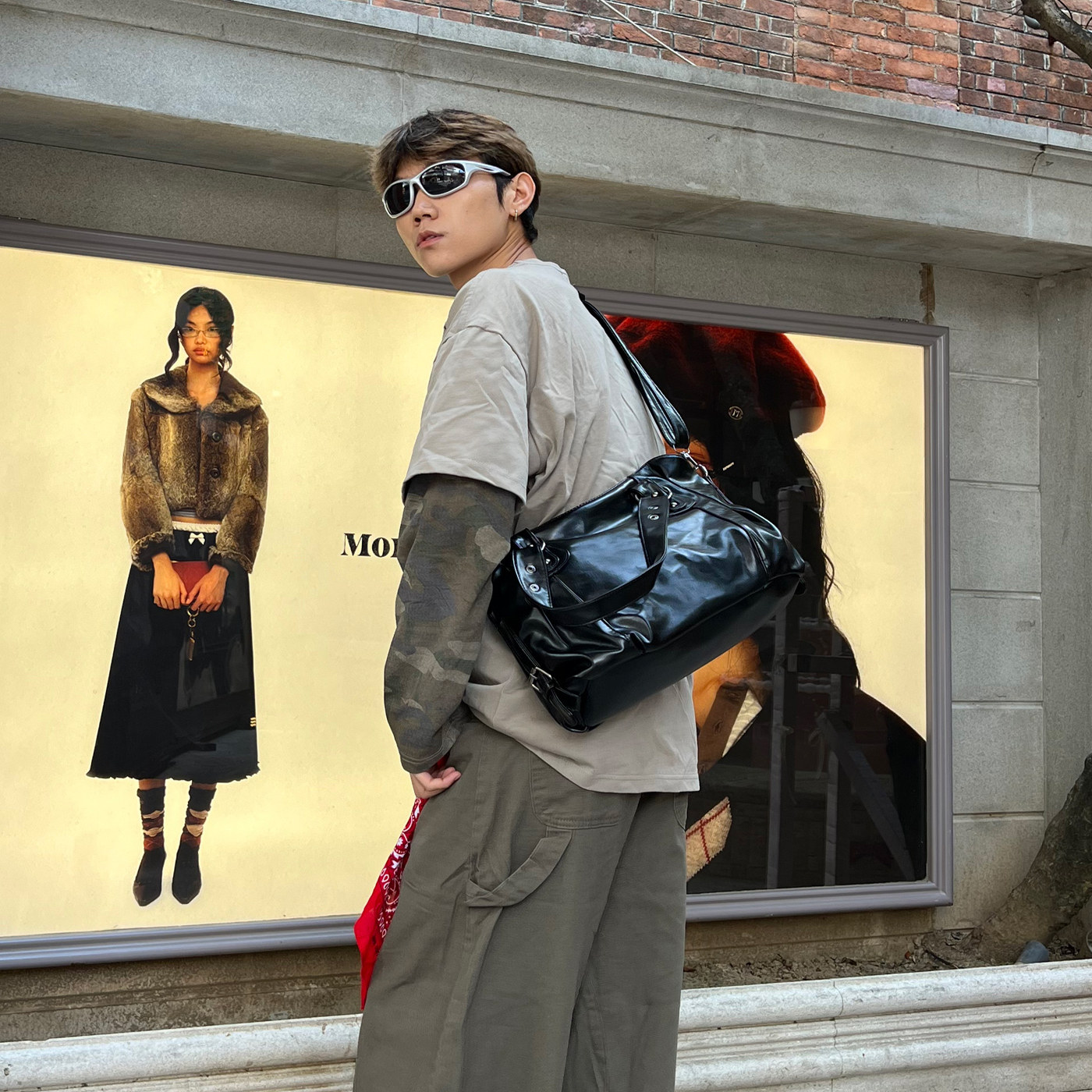 YUEN高级感个性ins原宿单肩斜挎大容量机车托特包男女街头皮质潮,箱包皮具/热销女包/男包,男士包袋,淘宝优惠券,粉丝福利购,淘宝优惠卷