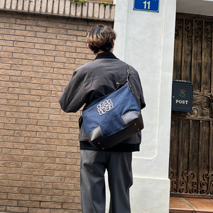 YUEN设计师腋下复古牛仔包帆布包大容量托特包男女中性风ins手提