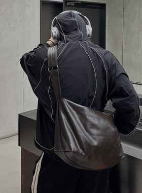 YUEN韩系软皮单肩松弛感休闲大容量斜包通勤单肩托特包男女pu挎包