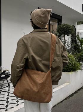 YUEN氛围感复古单肩斜挎大容量麂皮绒大托包男女手提腋下通勤包潮
