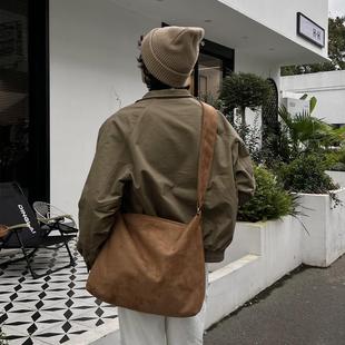 YUEN氛围感复古单肩斜挎大容量麂皮绒大托包男女手提腋下通勤包潮